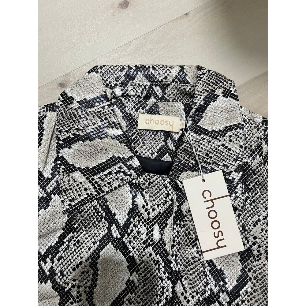 Choosy Luxe Exotic Vintage 90s Faux Snakeskin Leather Trench Coat Duster Jacket - Picture 6 of 11